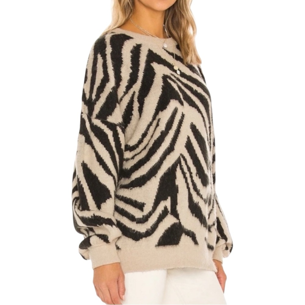 Show Me Your‎ Mumu Duke Zebra Print Sweater Neutral Oversized Cozy